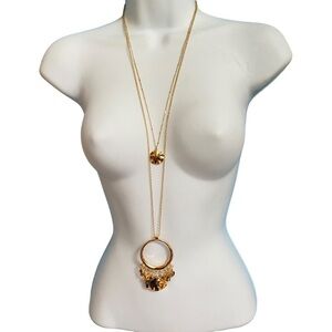 ANNA & AVA Gold Tone Double Strand Long Necklace NWT